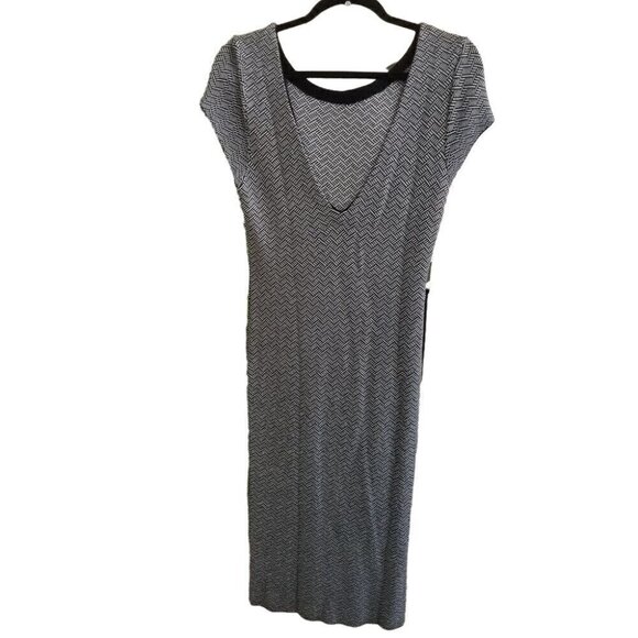 ZARA Knit Sz Large Sweater Dress Midi Black & White Business Casual Versatile - Picture 3 of 7